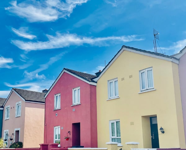 colourfully painted houses in a row